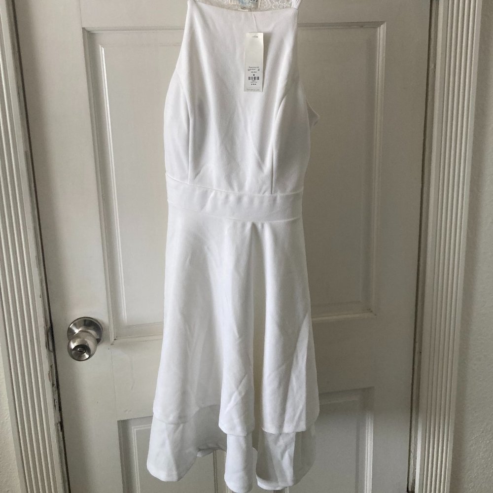White Lace-Backed Mini Dress